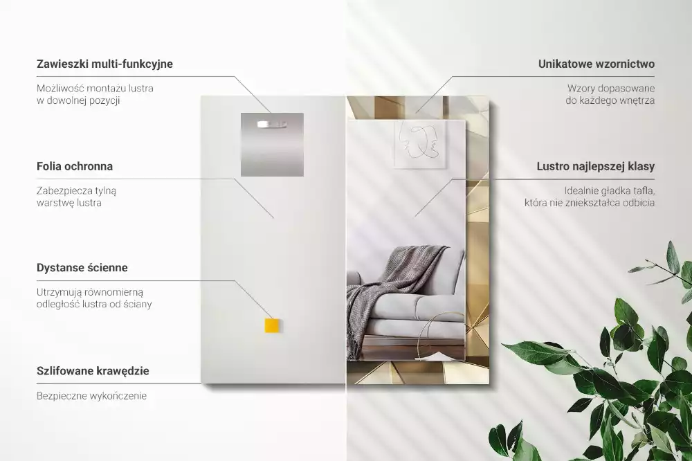 Specchio rettangolare stampato Forme geometriche