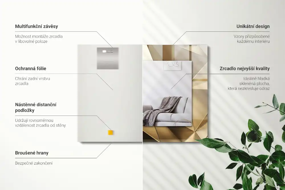 Specchio rettangolare stampato Forme geometriche