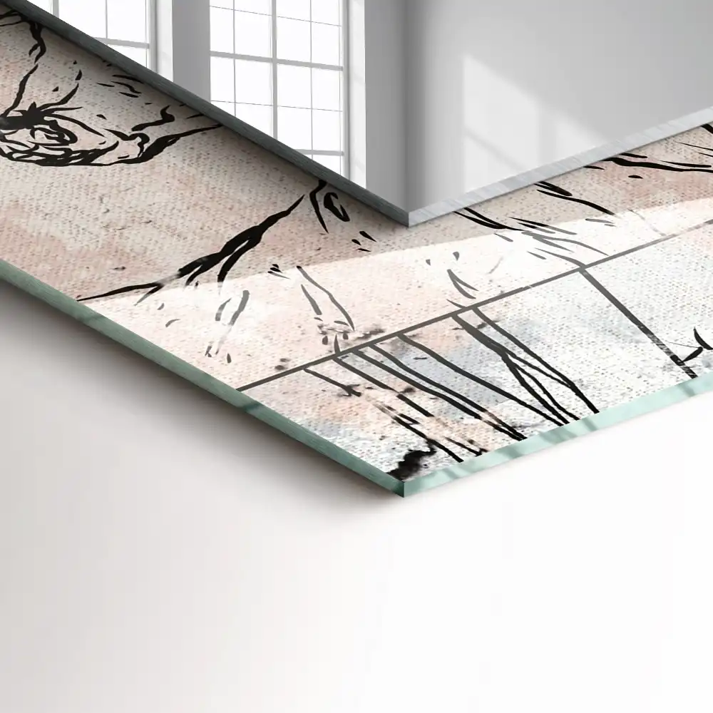 Specchio rettangolare decoro Piante di cervo e volpe