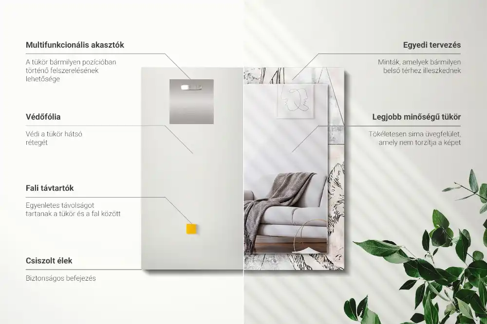 Specchio rettangolare decoro Piante di cervo e volpe