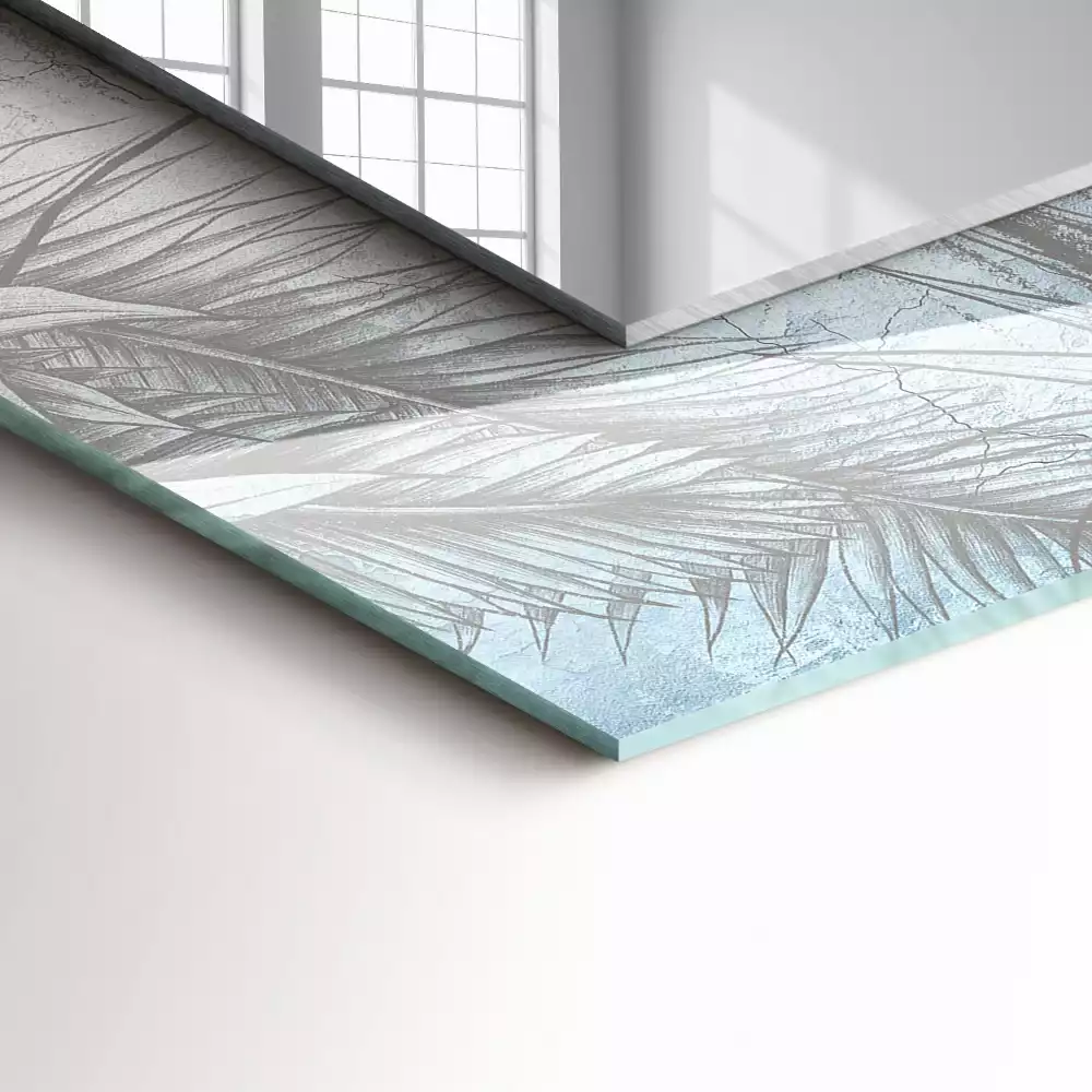 Specchio rettangolare con cornice stampata Piante pastello