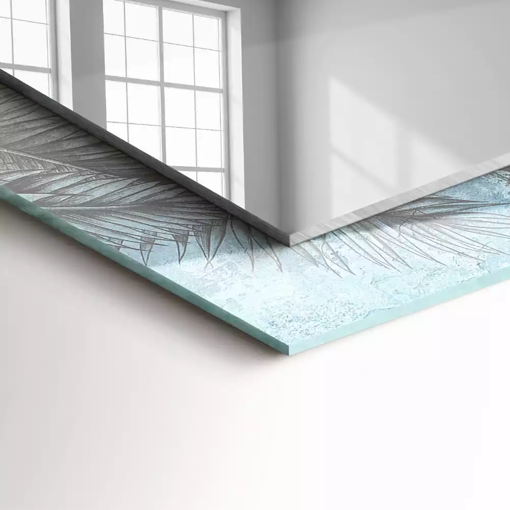 Specchio rettangolare con cornice stampata Piante pastello