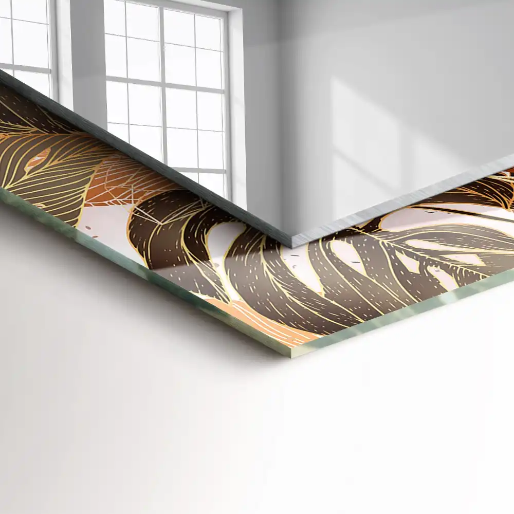 Specchio rettangolare stampato Foglie motivo tropicale