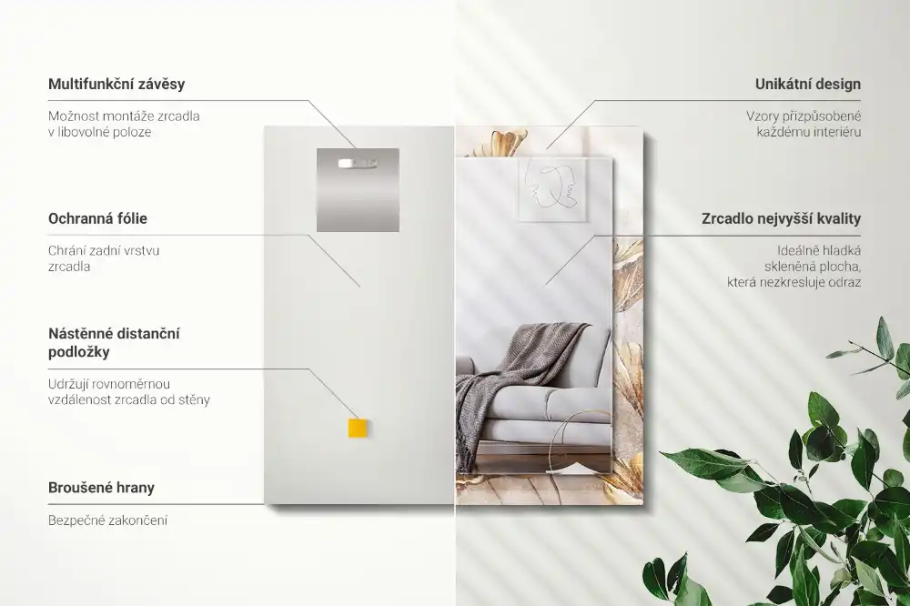 Specchio rettangolare decoro Fiori d'epoca