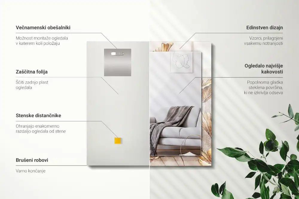 Specchio rettangolare decoro Fiori d'epoca