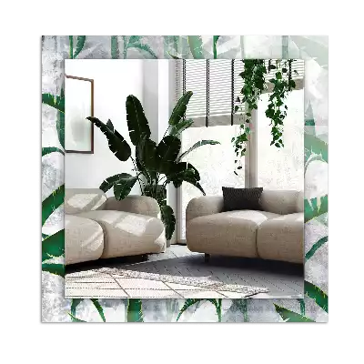 Specchio rettangolare con cornice stampata Foglie verdi della pianta