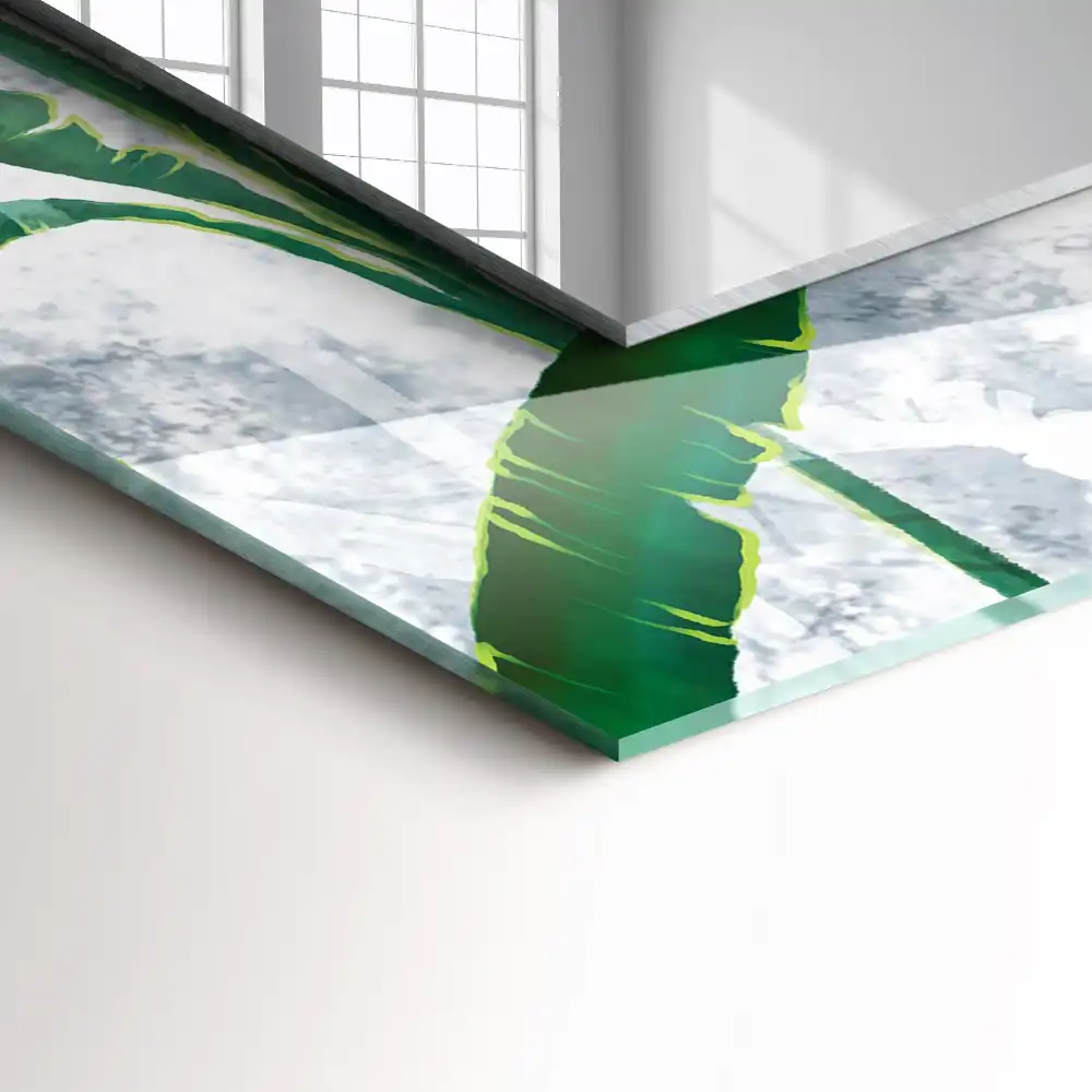 Specchio rettangolare con cornice stampata Foglie verdi della pianta