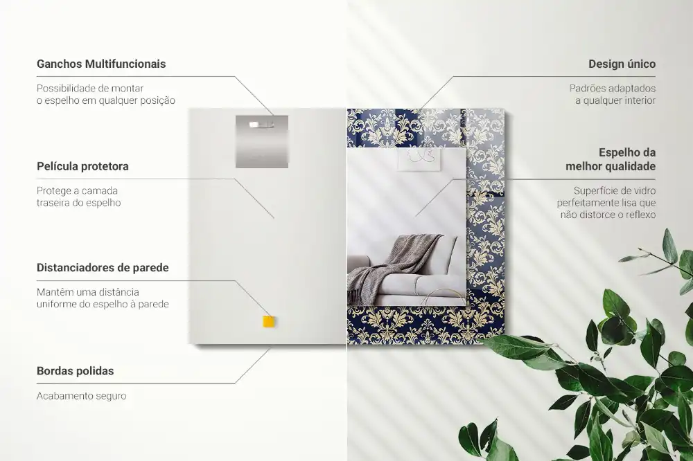 Specchio rettangolare stampato Carta da parati in stile vittoriano