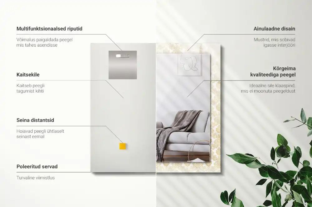 Specchio rettangolare decoro Ornamenti gialli