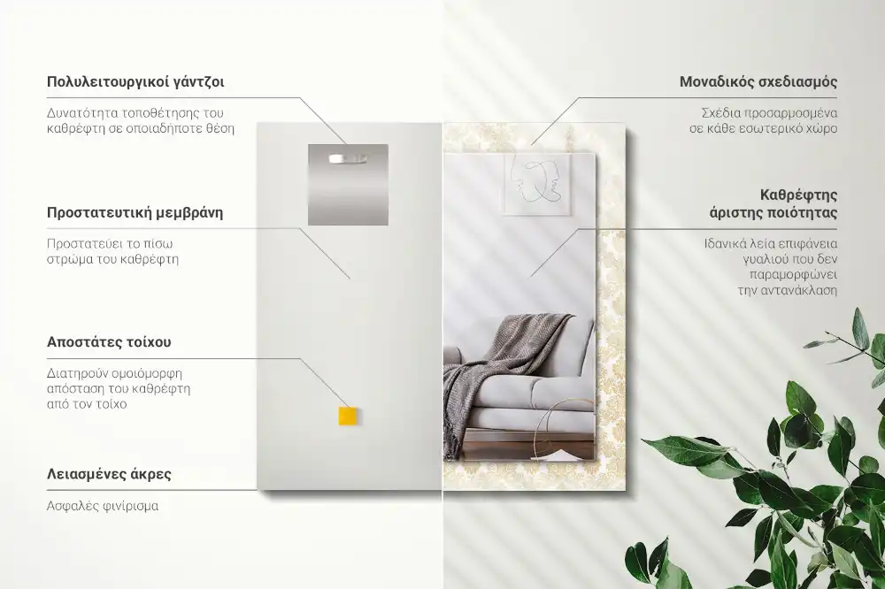 Specchio rettangolare decoro Ornamenti gialli