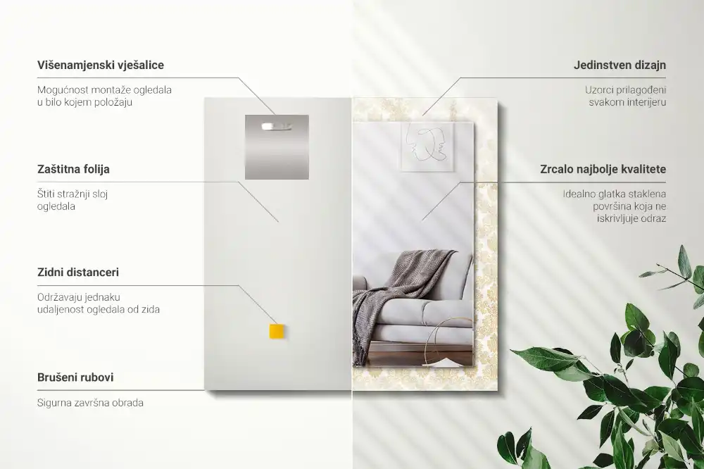 Specchio rettangolare decoro Ornamenti gialli