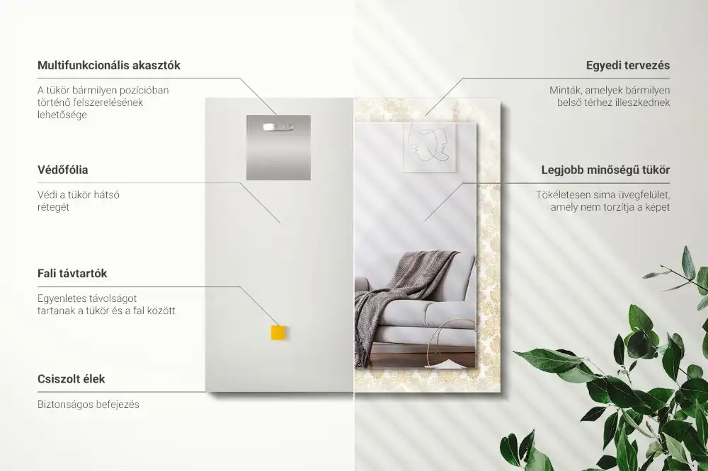 Specchio rettangolare decoro Ornamenti gialli