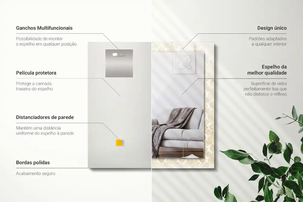 Specchio rettangolare decoro Ornamenti gialli