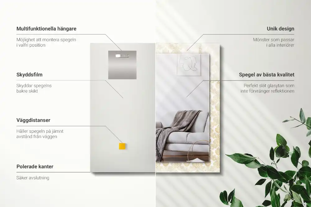 Specchio rettangolare decoro Ornamenti gialli