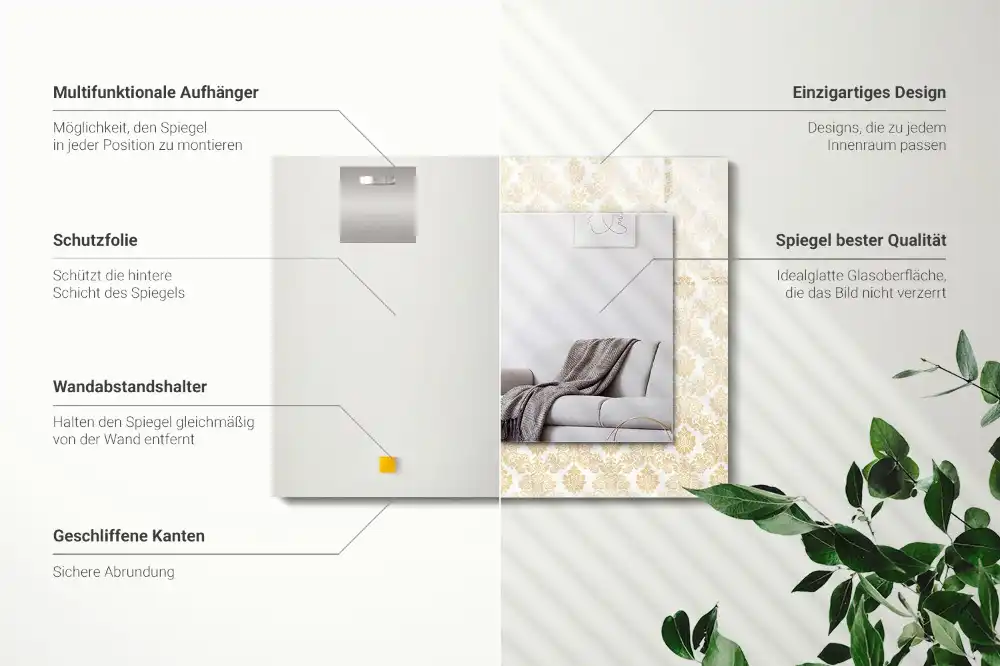 Specchio rettangolare decoro Ornamenti gialli