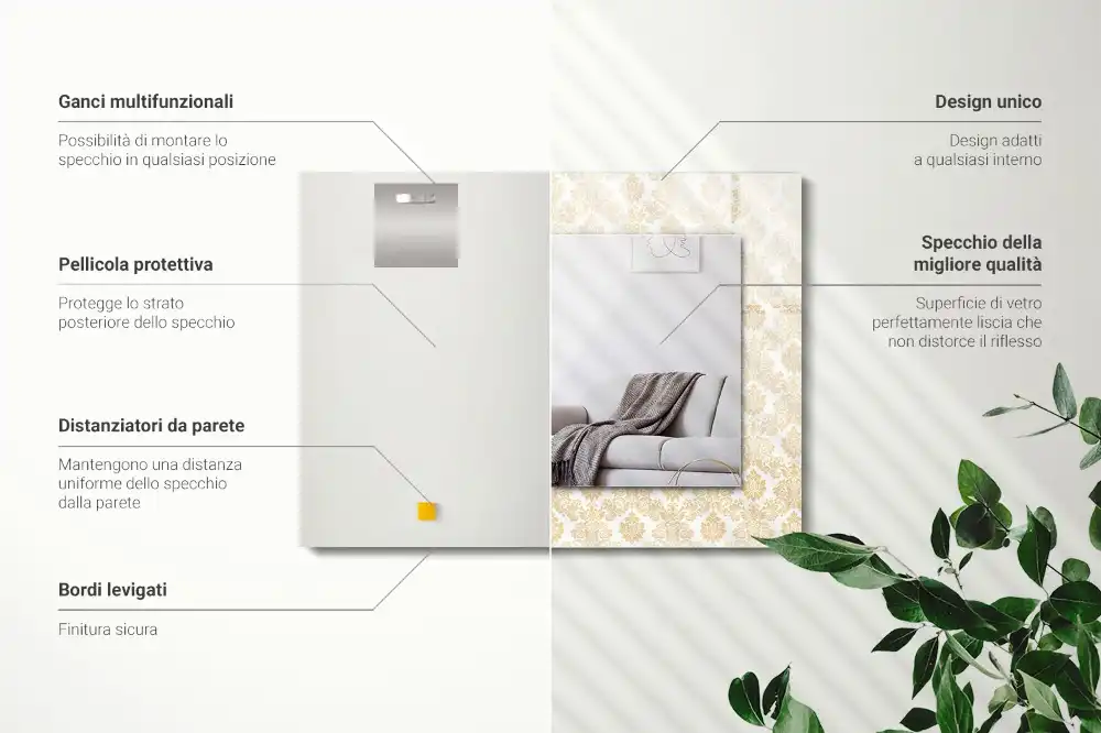 Specchio rettangolare decoro Ornamenti gialli