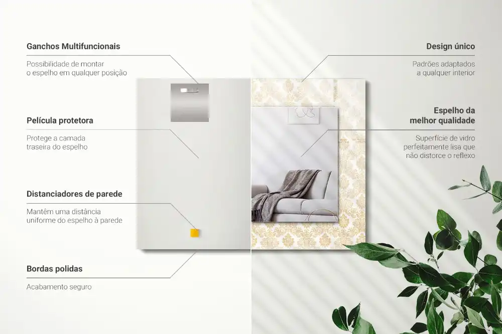 Specchio rettangolare decoro Ornamenti gialli