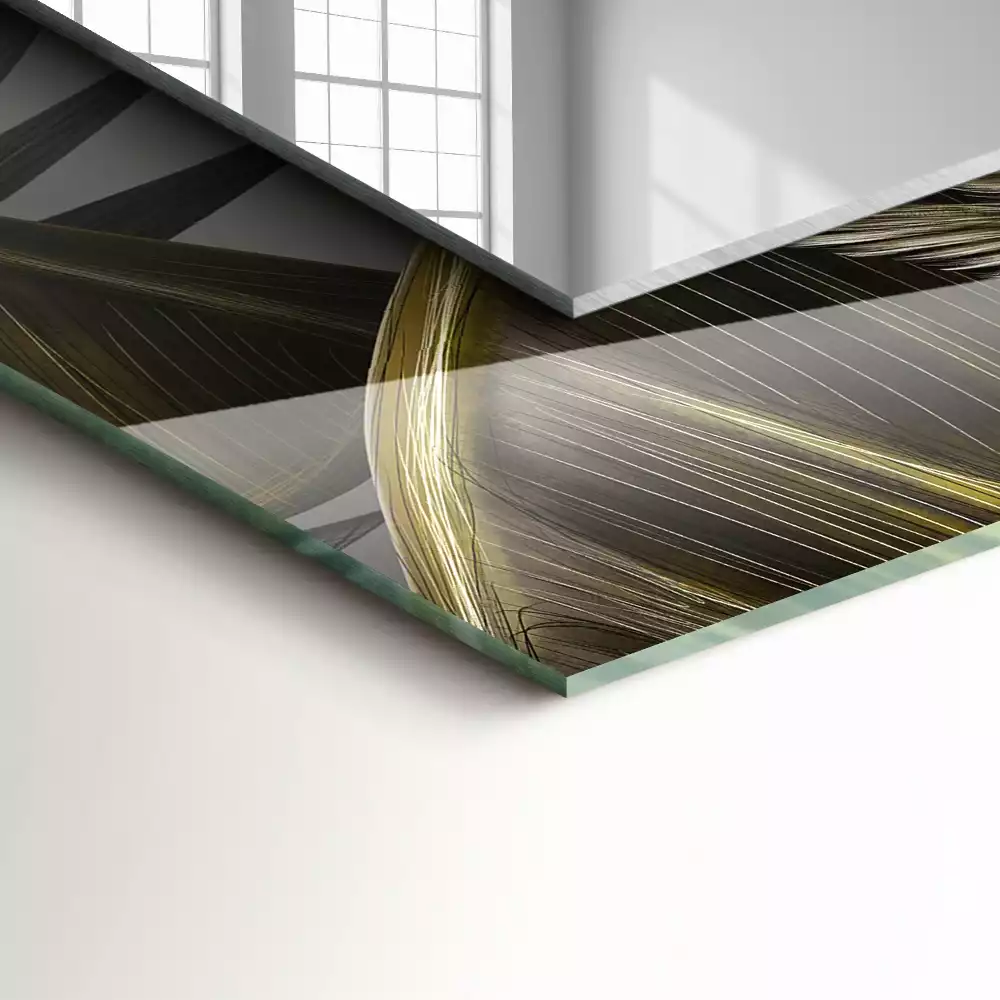 Specchio rettangolare stampato Fiori e colibrì