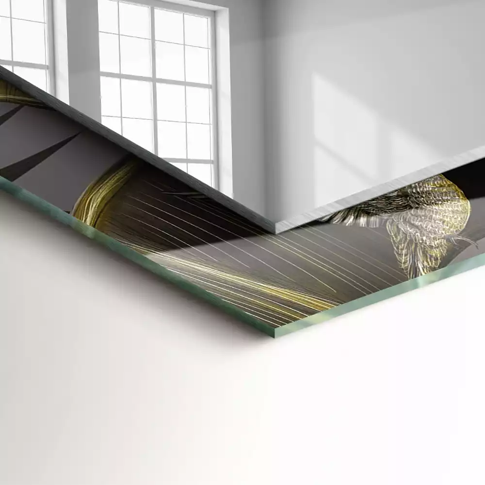 Specchio rettangolare stampato Fiori e colibrì