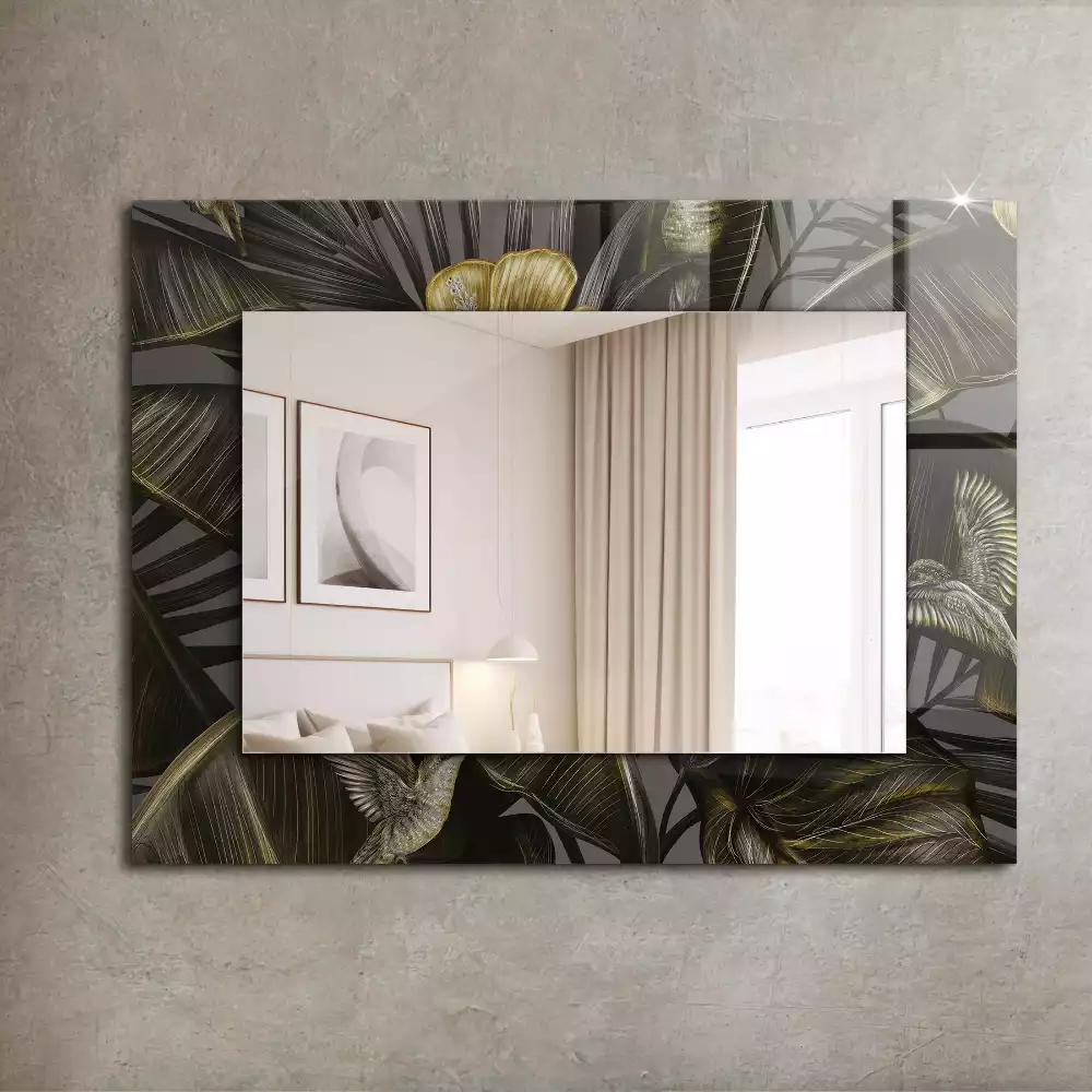 Specchio rettangolare stampato Fiori e colibrì