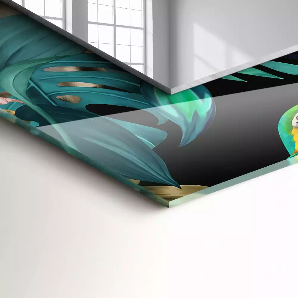 Specchio rettangolare decoro Tigri pappagalli giungla