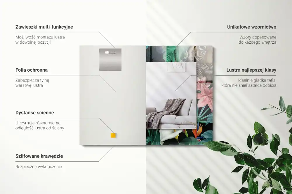 Specchio rettangolare decoro Tigri pappagalli giungla