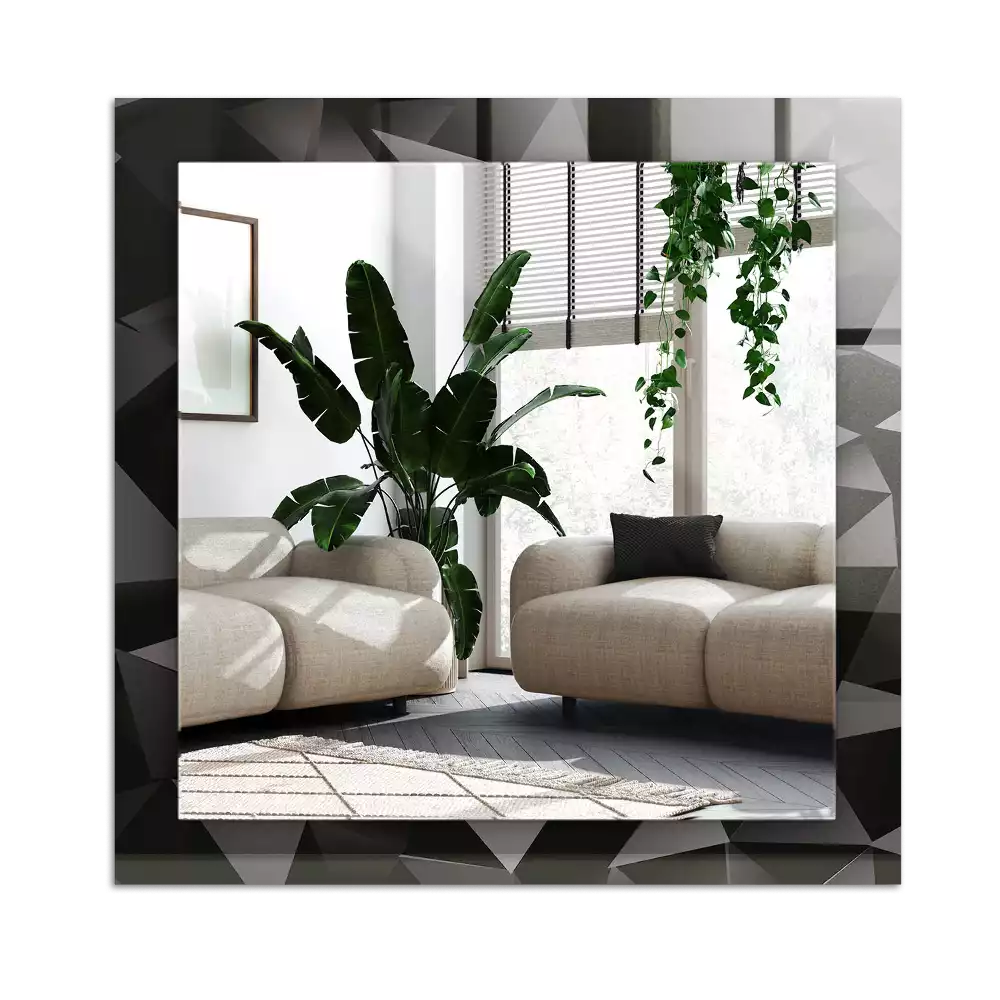 Specchio rettangolare con cornice stampata Forme geometriche nere