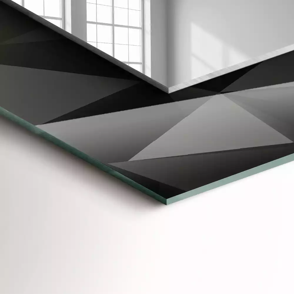 Specchio rettangolare con cornice stampata Forme geometriche nere