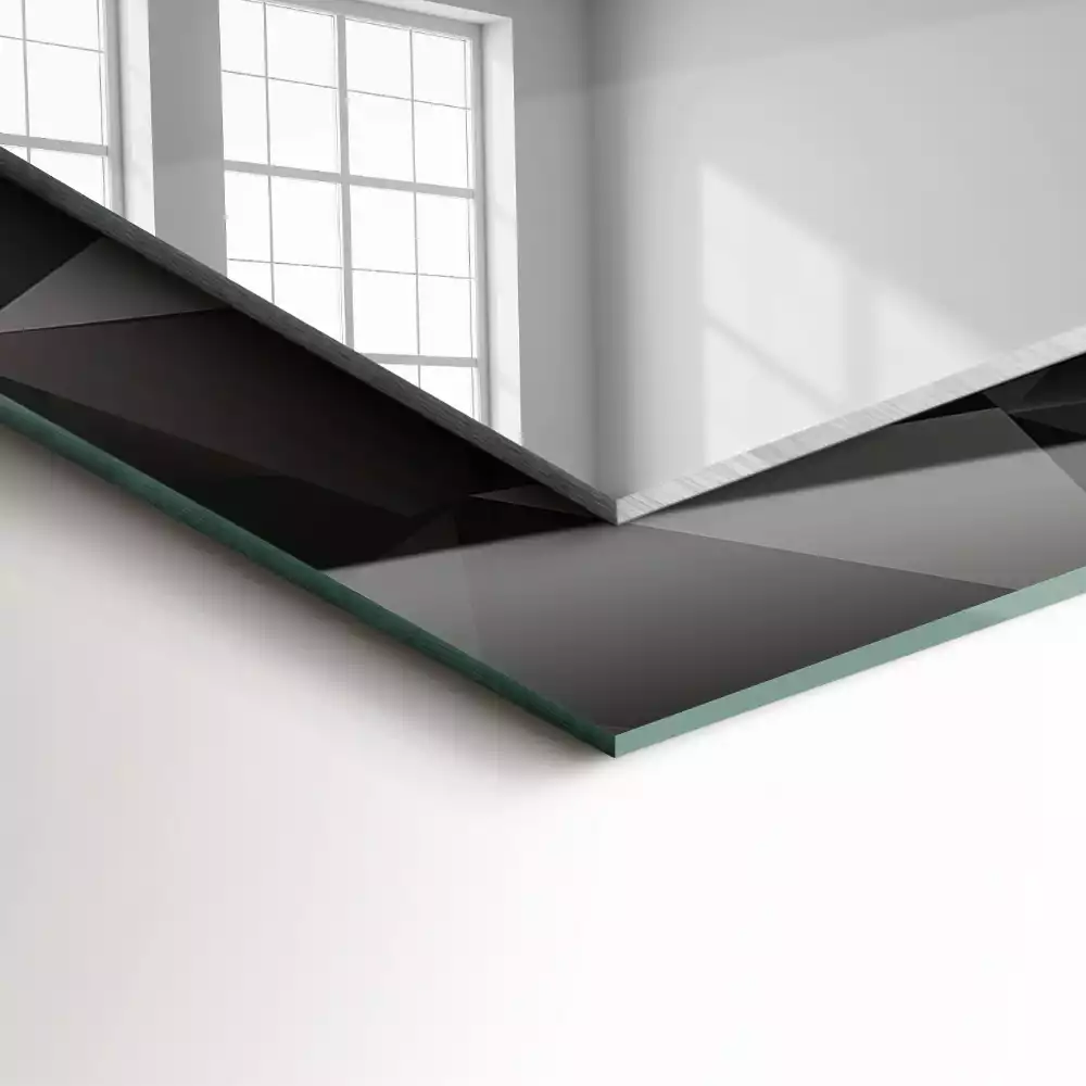 Specchio rettangolare con cornice stampata Forme geometriche nere
