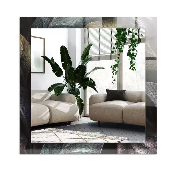 Specchio rettangolare stampato Foglie di piante colorate