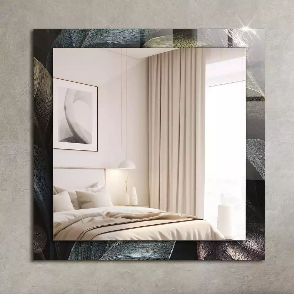 Specchio rettangolare stampato Foglie di piante colorate