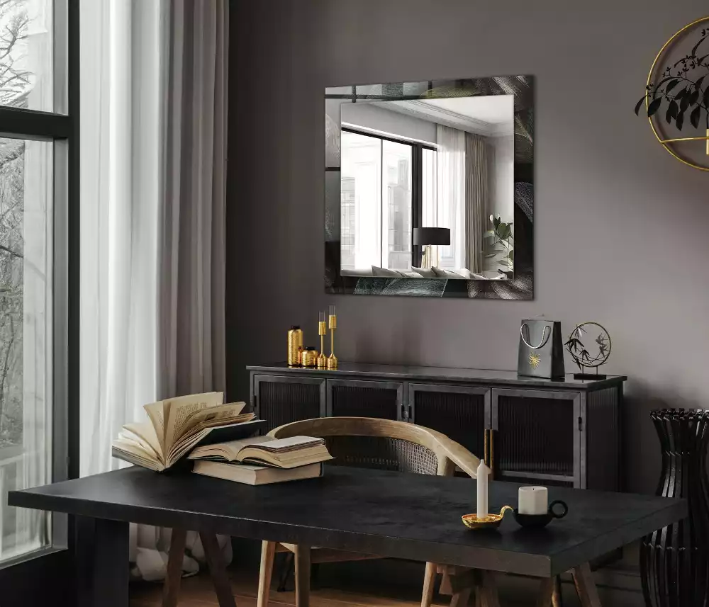 Specchio rettangolare stampato Foglie di piante colorate