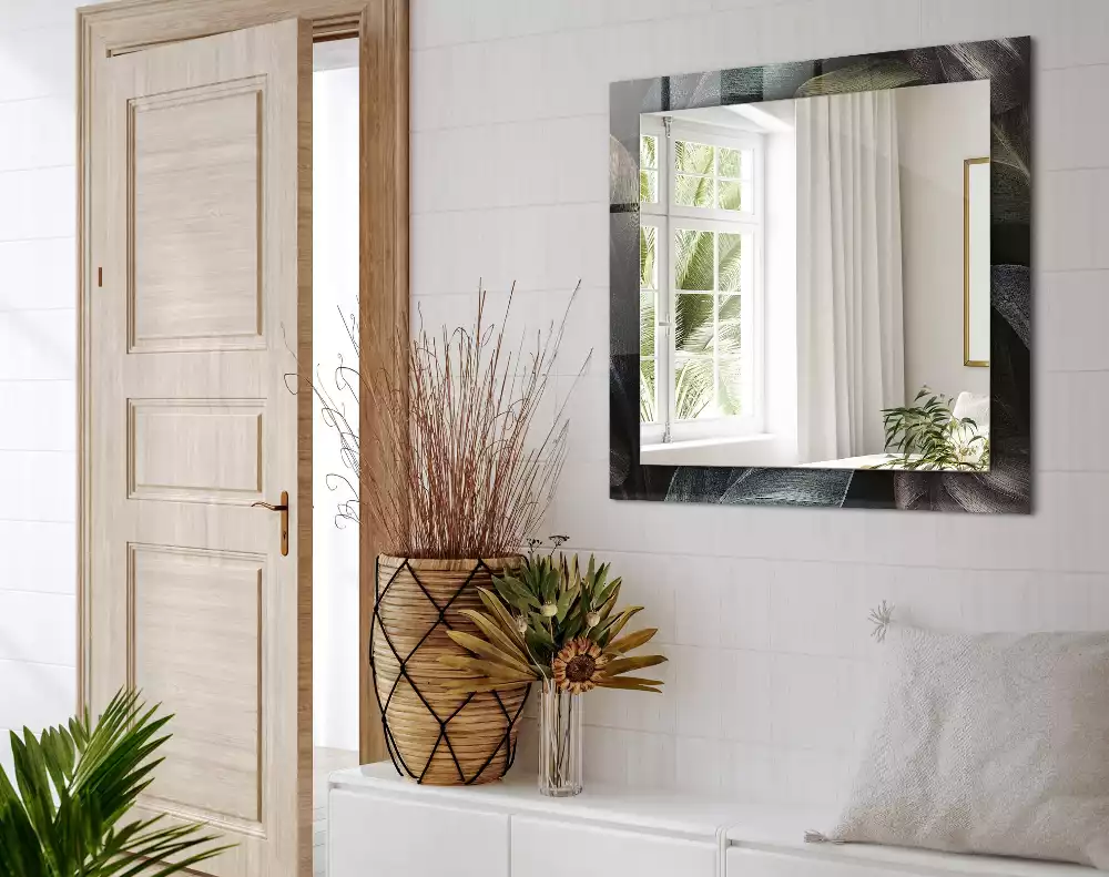 Specchio rettangolare stampato Foglie di piante colorate