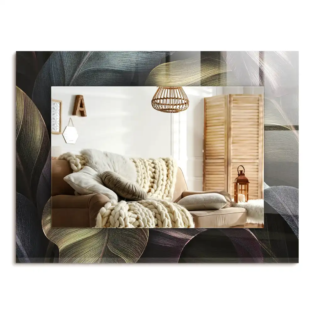 Specchio rettangolare stampato Foglie di piante colorate