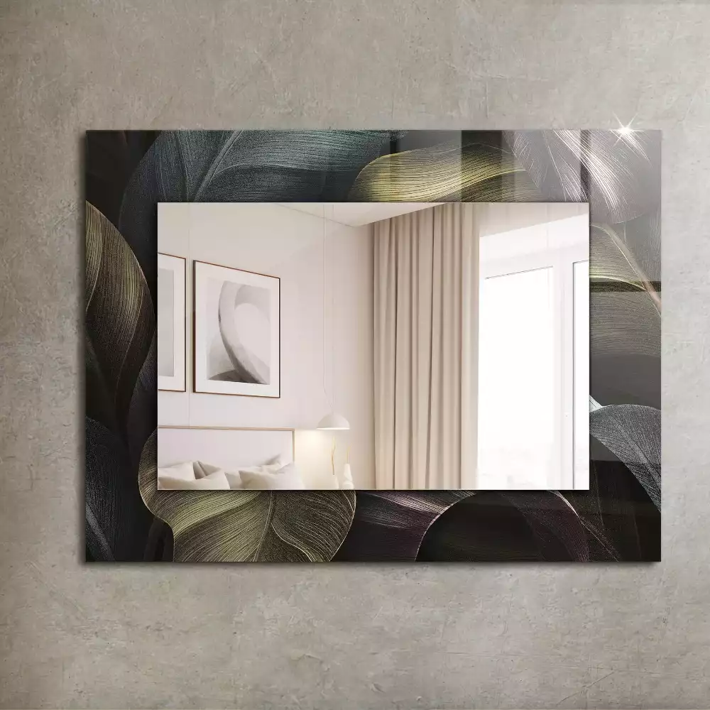 Specchio rettangolare stampato Foglie di piante colorate