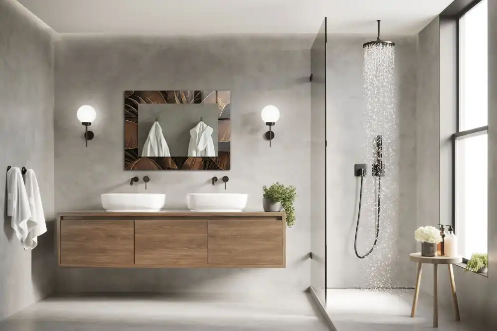 Specchio rettangolare decoro foglie tropicali