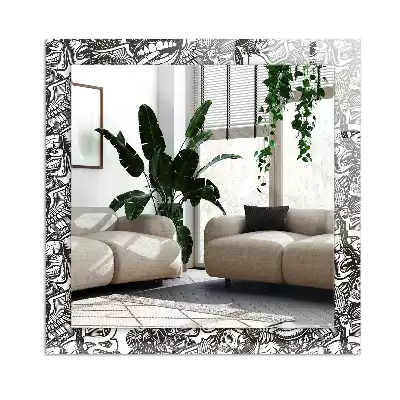 Specchio rettangolare con cornice stampata Motivi in bianco e nero