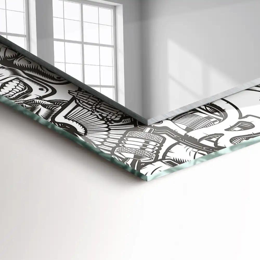 Specchio rettangolare con cornice stampata Motivi in bianco e nero