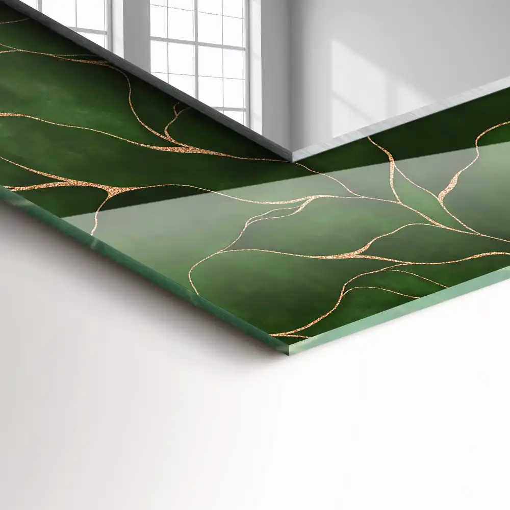 Specchio rettangolare con cornice stampata Motivo a foglie verdi