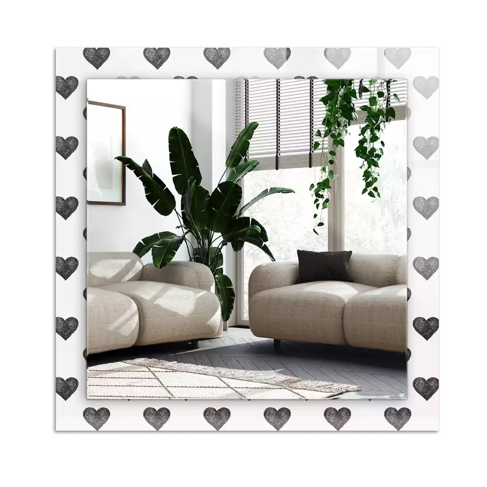 Specchio rettangolare decoro Motivo a cuori neri