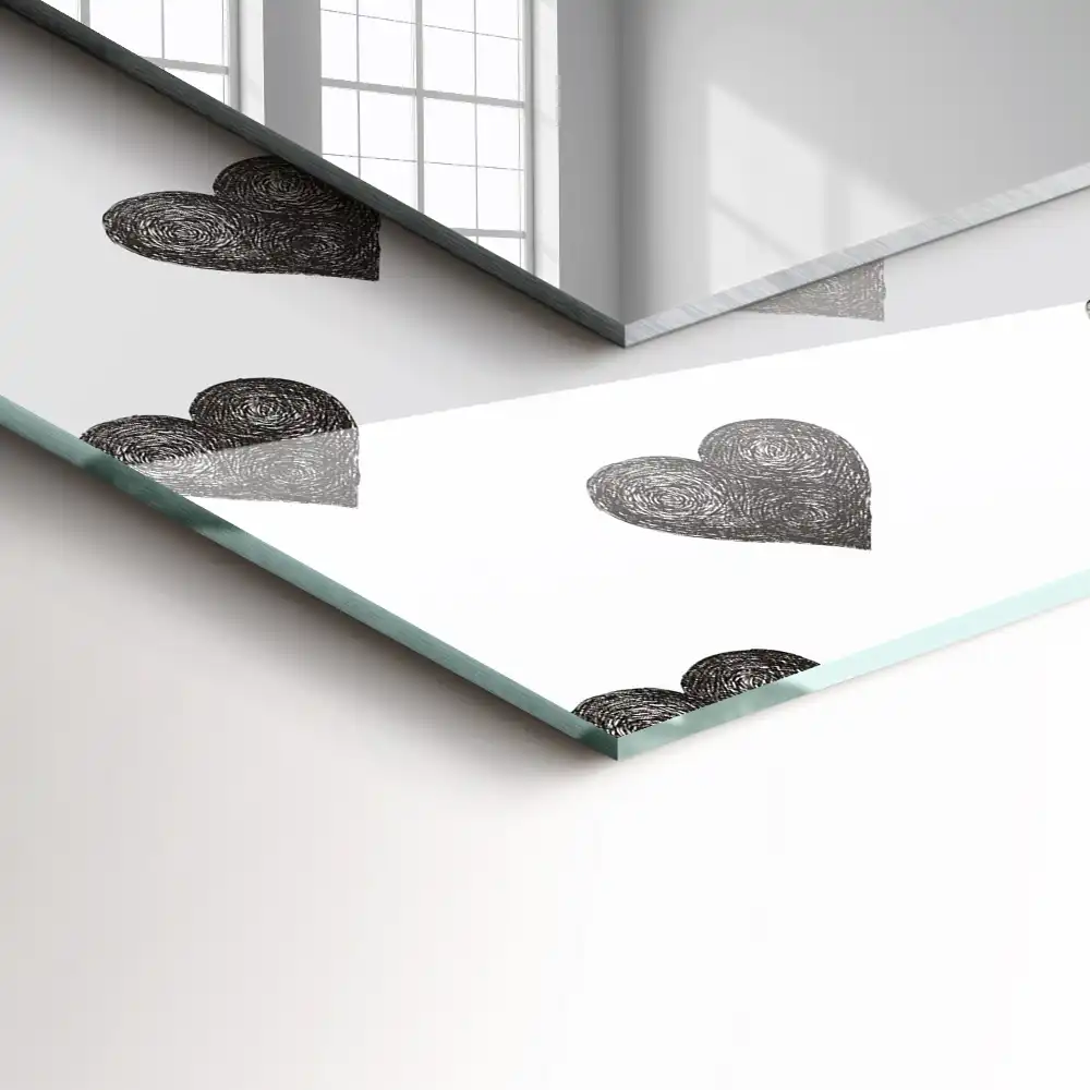 Specchio rettangolare decoro Motivo a cuori neri