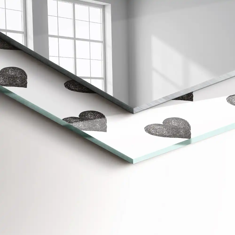 Specchio rettangolare decoro Motivo a cuori neri