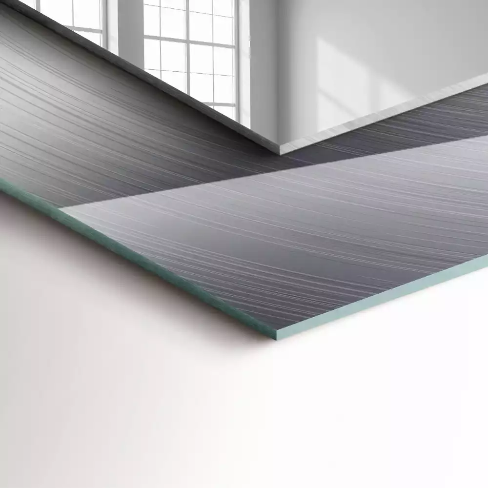 Specchio rettangolare con cornice stampata Superficie metallica rotonda