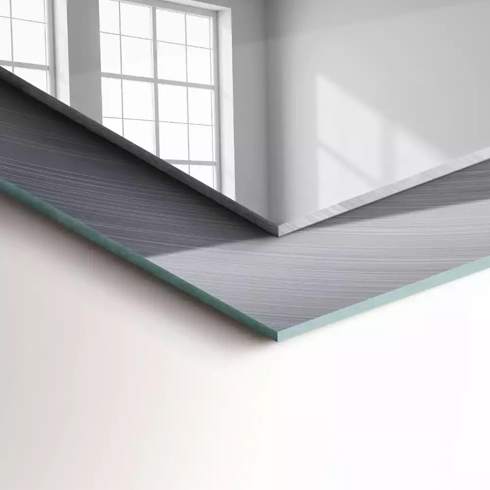 Specchio rettangolare con cornice stampata Superficie metallica rotonda