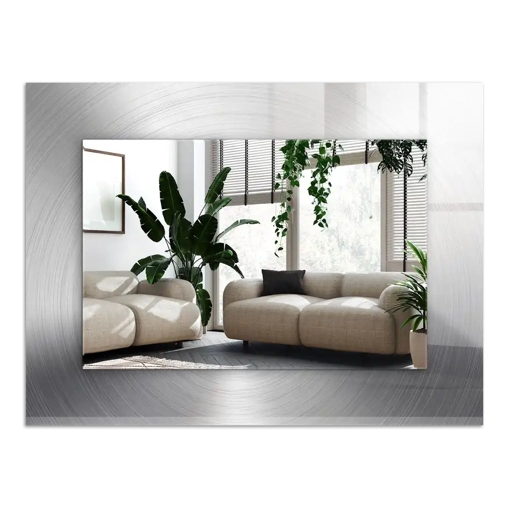 Specchio rettangolare con cornice stampata Superficie metallica rotonda