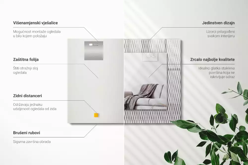 Specchio rettangolare stampato Modello di tessuto tessile