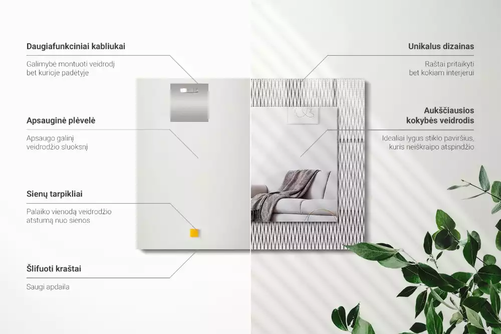 Specchio rettangolare stampato Modello di tessuto tessile