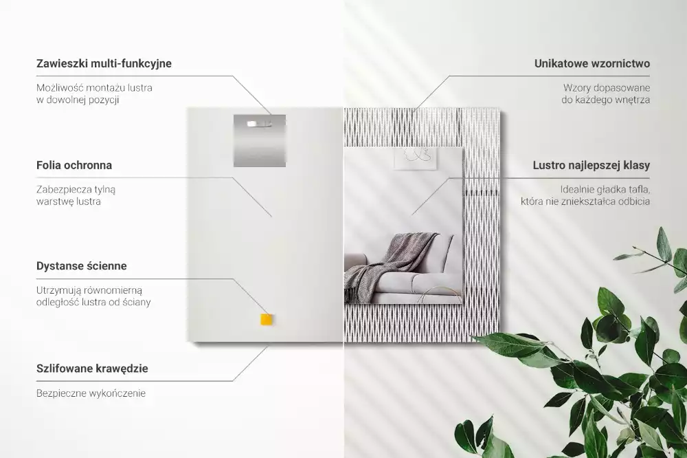 Specchio rettangolare stampato Modello di tessuto tessile