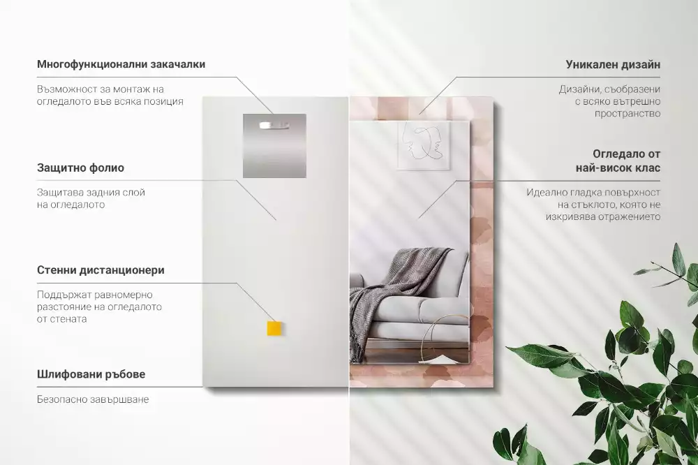 Specchio rettangolare decoro Fiori peonie