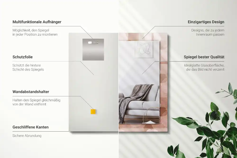 Specchio rettangolare decoro Fiori peonie